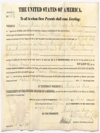 Nine Related Land Grant Documents each Secretarially Signed for President Martin Van Buren by his Secretary and Son Martin Van Buren, Jr., for property in Illinois registered at the Chicago Land Office