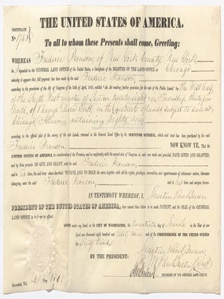 Nine Related Land Grant Documents each Secretarially Signed for President Martin Van Buren by his Secretary and Son Martin Van Buren, Jr., for property in Illinois registered at the Chicago Land Office