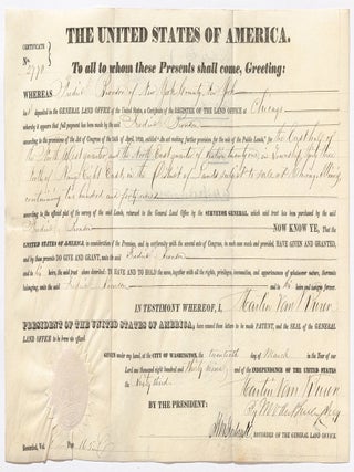 Nine Related Land Grant Documents each Secretarially Signed for President Martin Van Buren by his Secretary and Son Martin Van Buren, Jr., for property in Illinois registered at the Chicago Land Office