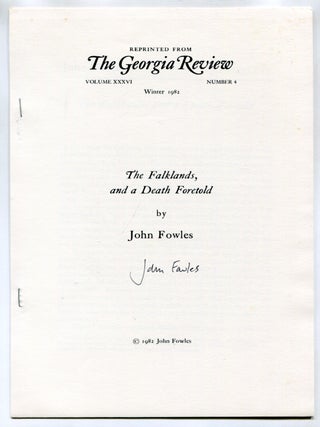 Offprint]: The Falklands, and a Death Foretold. John FOWLES.