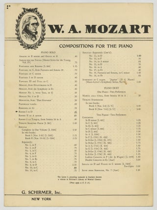 Item #625899 [Sheet music]: Rondo I. Wolfgang Amadeus MOZART