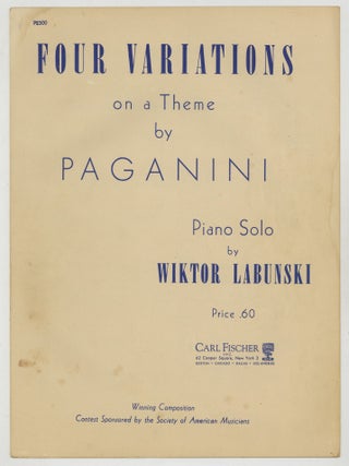 Item #625903 [Sheet music]: Four Variations: On a Theme by Paganini. Wiktor LABUNSKI