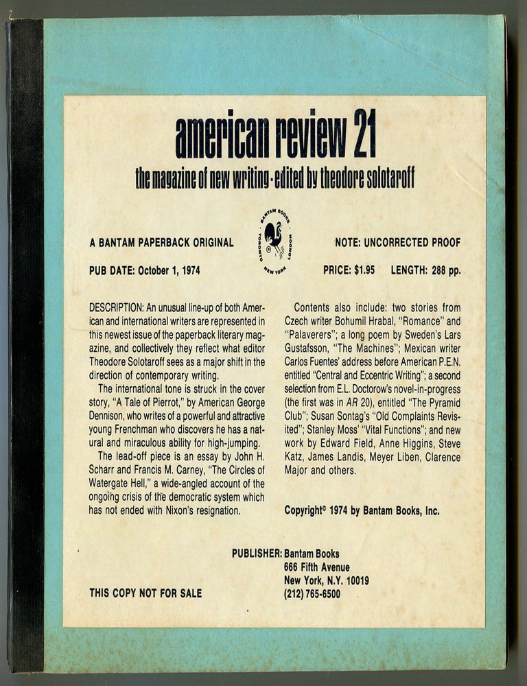 Item #626085 American Review 21: The Magazine of New Writing. Theodore SOLOTAROFF.