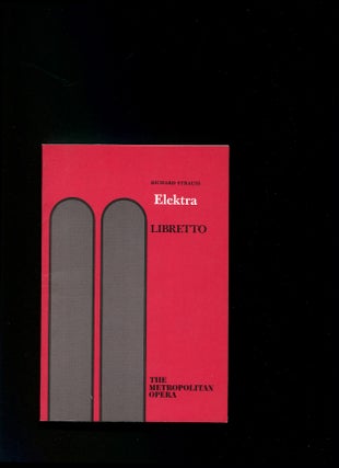 Item #626307 Elektra: Tragedy in One Act (Libretto). Richard STRAUSS