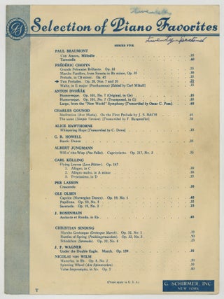 Item #626494 [Sheet music]: Two Preludes (Op. 28, No. 7). Fr&eacute;d&eacute;ric CHOPIN, edited...