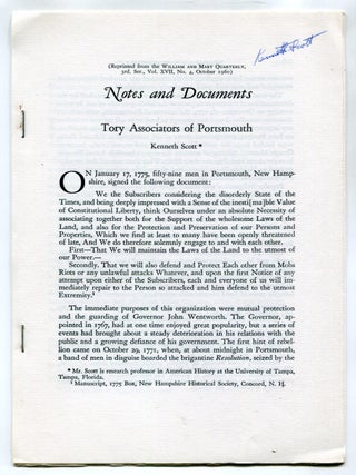 Item #627486 [Offprint]: Tory Associators of Portsmouth. Kenneth SCOTT