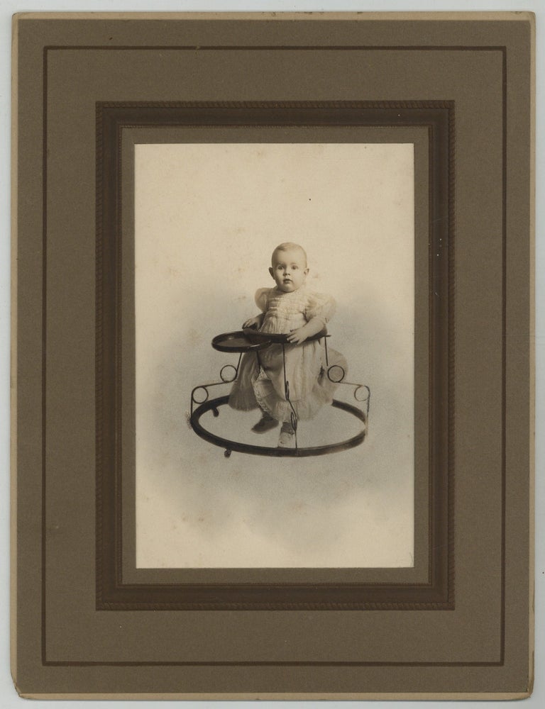 Item #628499 [Boudoir cabinet photograph]: Portrait of an Unidentified American Baby in a Baby Walker