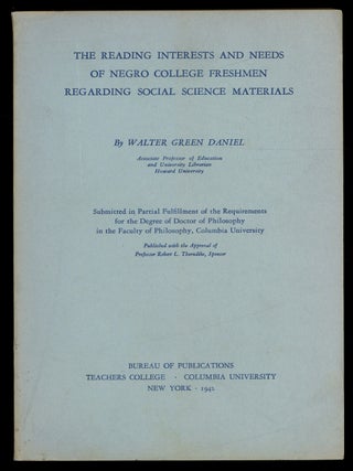 Item #628663 [Dissertation]: The Reading Interests and Needs of Negro College Freshmen Regarding...