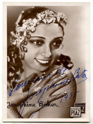 Item #628669 Signed Post Card of Josephine Baker. Josephine BAKER
