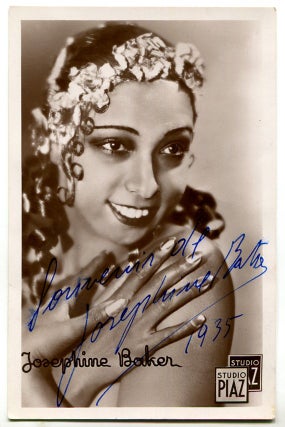 Item #628669 Signed Post Card of Josephine Baker. Josephine BAKER