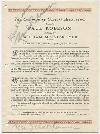 Item #628825 [Program]: The Community Concert Association Presents Paul Robeson Assisted by...