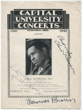 Item #628826 [Program]: Capital University Concerts presents Paul Robeson, Bass. Assisted by...