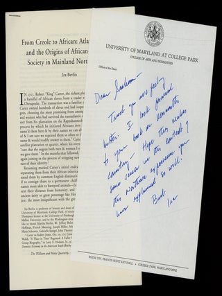 Offprint]: From Creole to African: Atlantic Creoles and the Origins of African-American Society...