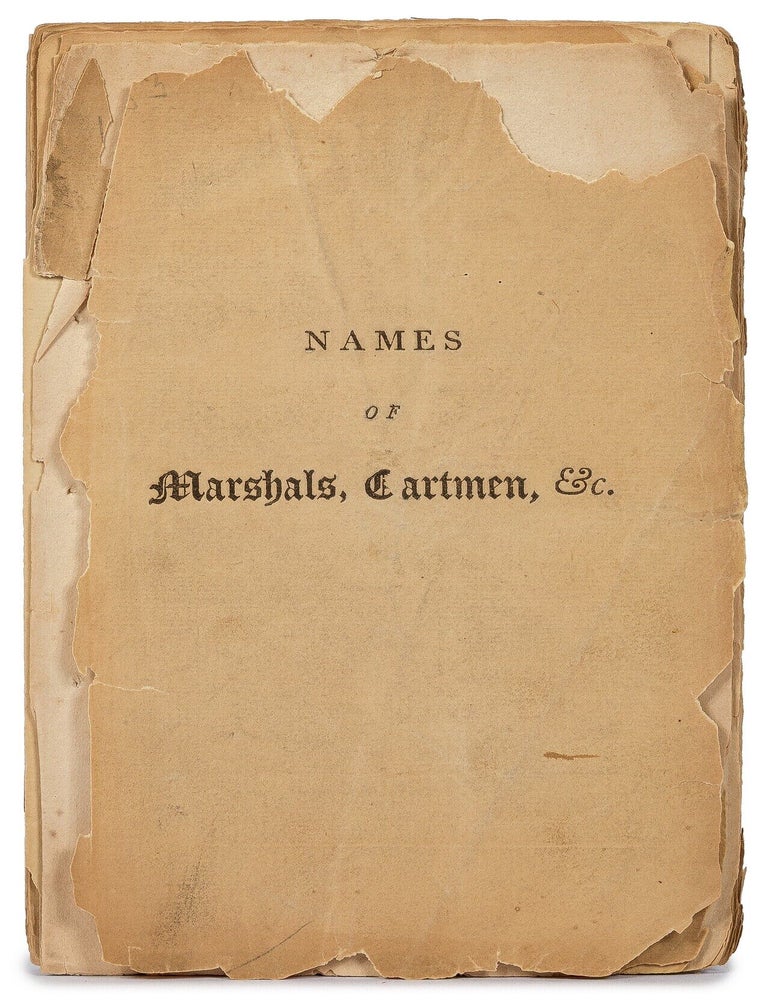 Item #629117 [Cover title]: Names of Marshals, Cartmen, &c