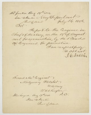 Item #629162 Manuscript Order Signed by Secretary of the Navy James C. Dobbin commanding Second...