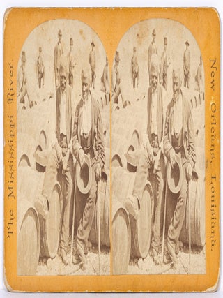 Item #629310 [Stereoview, African Americana]: Two men sitting on barrels