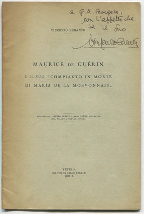 Item #629455 Maurice de Guerin e il suo "Compianto in morte di Maria de la Morvonnais....