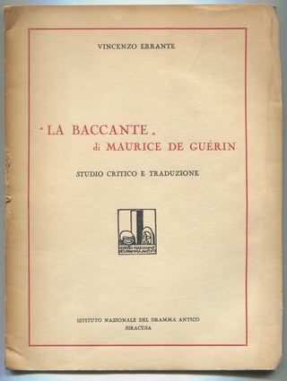 Item #629457 Saggio di Traduzione in versi dalle liriche di Baudelaire. Charles BAUDELAIRE,...