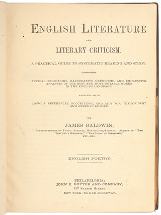 English Literature and Literary Criticism. A Practical Guide to Systematic Reading and Study... [Volume I:] English Poetry