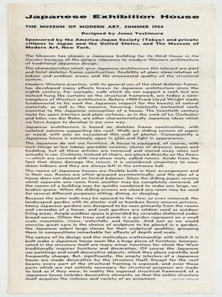 Broadside]: Japanese Exhibition House. The Museum of Modern Art, Summer 1954. Designed by Junzo...