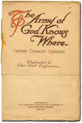 Item #64626 The Army of God Knows Where. Alfred Damon RUNYON