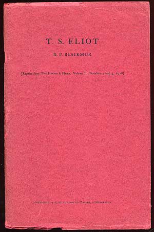 Item #65969 T.S. Eliot. R. P. BLACKMUR.