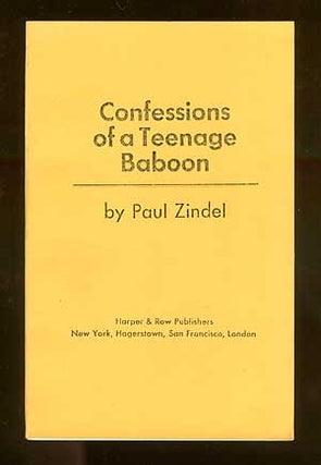 Item #66894 Confessions of a Teenage Baboon. Paul ZINDEL