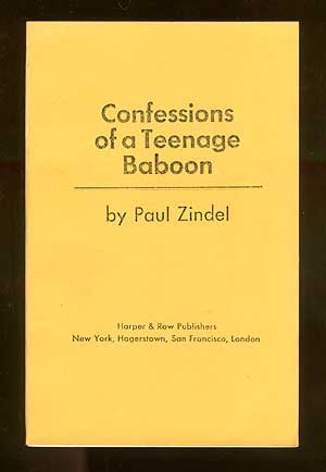 Item #66894 Confessions of a Teenage Baboon. Paul ZINDEL.
