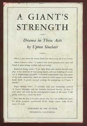 Item #68682 A Giant's Strength: Drama in Three Acts. Upton SINCLAIR