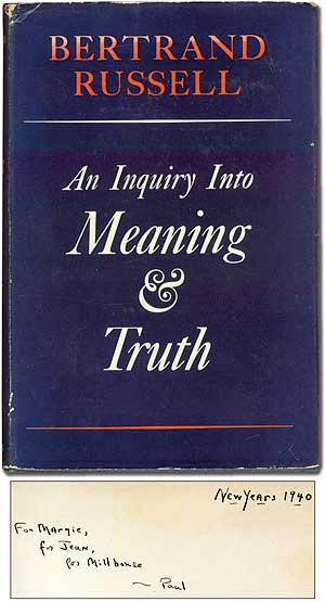 Item #68683 An Inquiry into Meaning & Truth. Jean TOOMER, Bertrand RUSSELL.