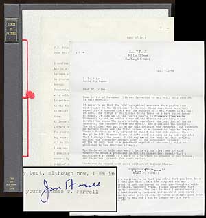Item #68895 Two Typed Letters Signed to a rare bookseller. James T. FARRELL