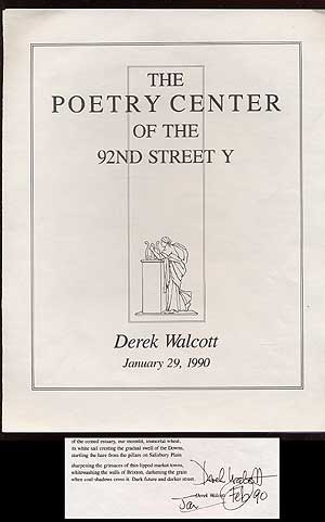 Item #70471 Program for The Poetry Center of the 92nd Street Y. Derek WALCOTT.