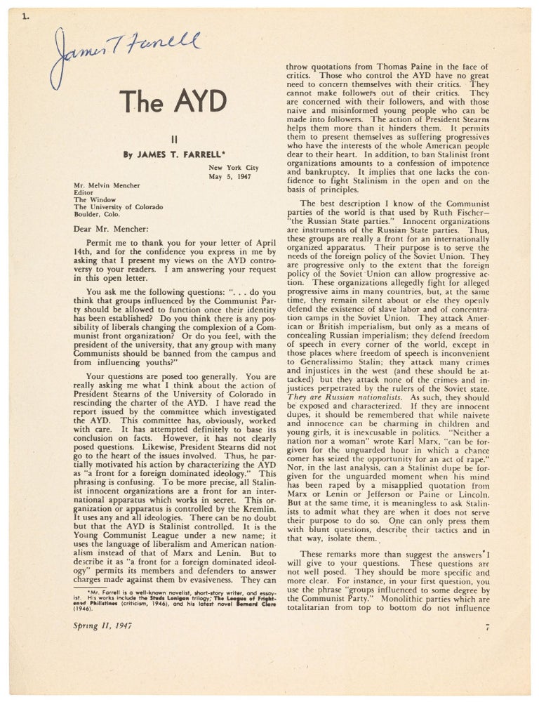 The AYD. James T. FARRELL.