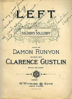Item #72198 Left: A Soldier's Soliloquy. Damon RUNYON, Clarence Gustlin