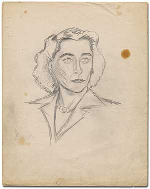 Item #72300 Pencil Sketch: Portrait of Unidentified Woman. E. E. CUMMINGS.