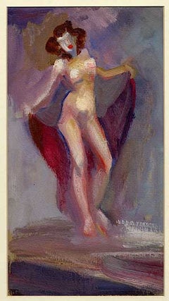 Item #72312 Impressionistic Posed Nude With Purple and Red Drape. E. E. CUMMINGS