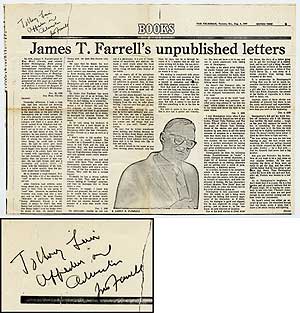 Item #73112 (Broadside Offprint from the Toronto Telegram): James T. Farrell's Unpublished...