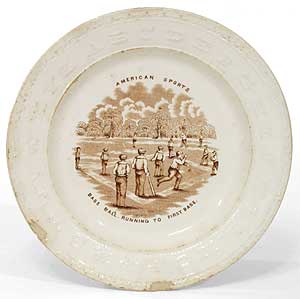 Item #73156 [Porcelain Plate]: American Sports: Base Ball. Running to First Base