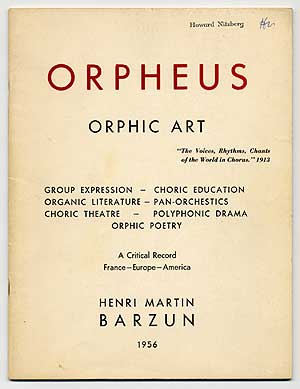 Item #73638 Orpheus 1956: Orphic Art. Henri Martin BARZUN.