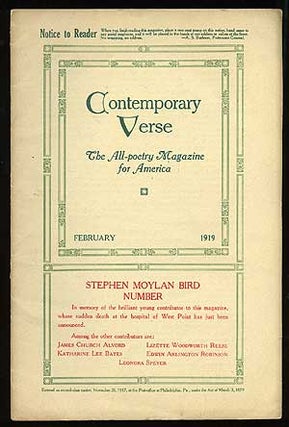Item #74135 Contemporary Verse: February 1919. Leonora SPEYER, Katherine Lee Bates, Lizette...