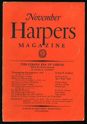 Item #74553 Harpers Magazine - November 1931. William FAULKNER