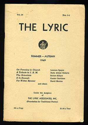 Item #75358 The Lyric: Summer-Autumn 1949. Leonora SPEYER