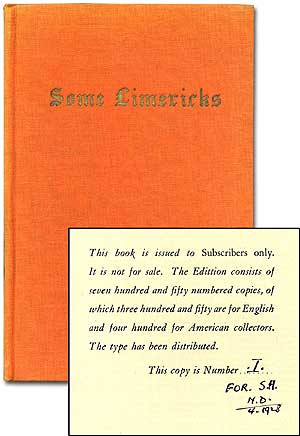 Item #76262 Some Limericks: Collected for the use of Students, & ensplendour'd with Introduction, Geographical Index, and with Notes Explanatory and Critical. Norman DOUGLAS.