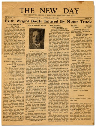 Item #76946 [Newspaper]: The New Day - May 4, 1935. "The Voice of the Negroes of Burlington and...