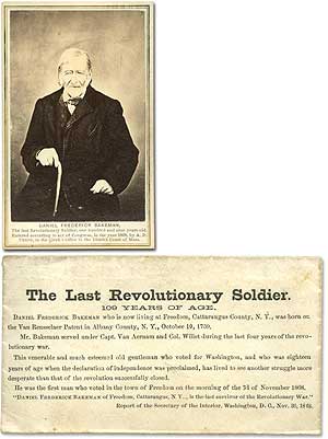 Item #78549 [Photograph]: The Last Revolutionary Soldier: One Hundred and Nine Years of Age. Daniel Frederick Bakeman