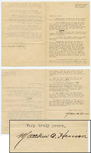 Item #78693 Two-Page Typed Letter Signed ("Matthew A. Henson"). Matthew HENSON.