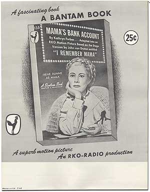 Item #81309 Mama's Bank Account: Original Poster for the Bantam Books Paperback Movie Tie-In Edition. Kathryn FORBES.