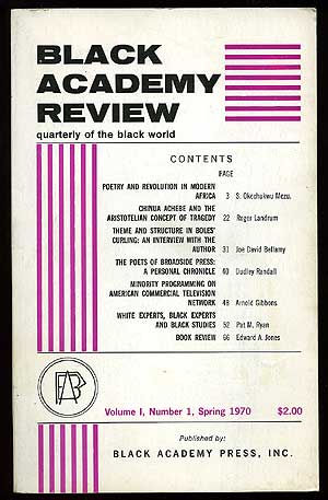 Item #84242 [Magazine]: Black Academy Review: Quarterly of the Black World. Volume 1, Number 1, Spring 1970
