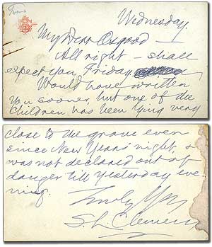 Item #88777 Autographed Card Signed ("S. L. Clemens"). Mark TWAIN, Samuel Clemens