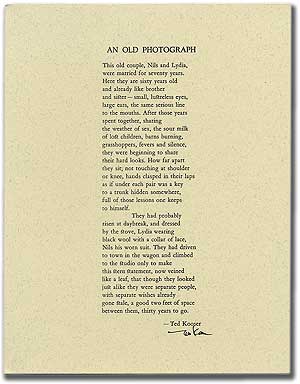 Item #90811 An Old Photograph. Ted KOOSER